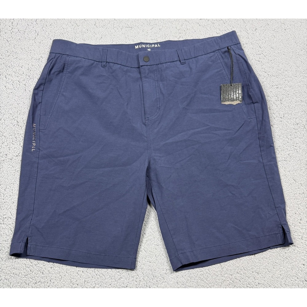 NWT Municipal Shorts Mens‎ 40 Blue Stretch Chino Golf Walking Athletic 9 Inseam
